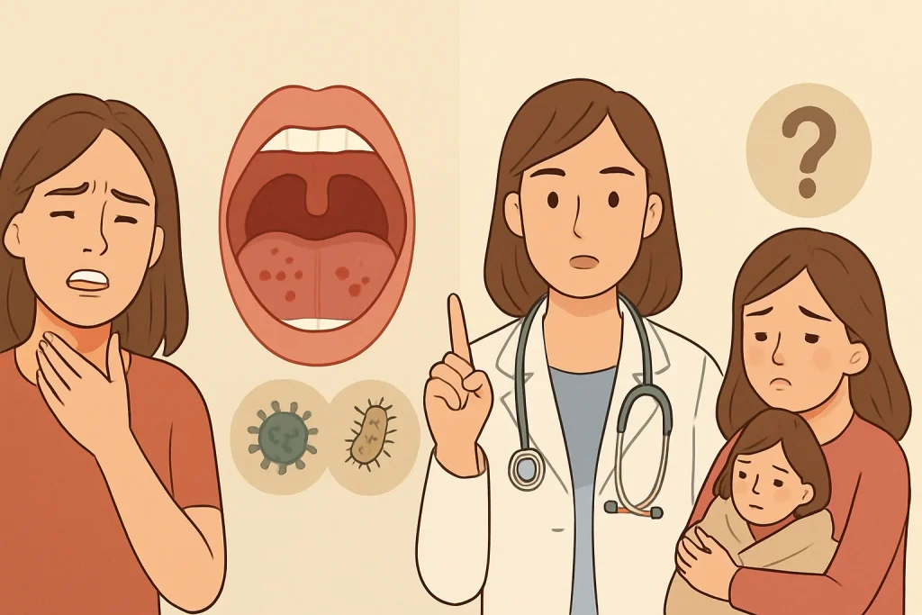 Imagem de capa 16:9 representando sintomas de garganta inflamada, causas e tratamentos, ideal para artigo sobre garganta inflamada sintomas causas