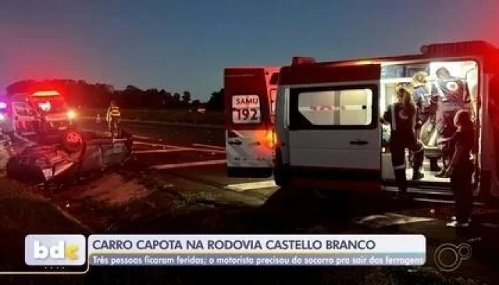 Família Ferida em Capotamento na Castello Branco: Pai, Mãe e Adolescente Socorridos Após Acidente Grave em Santa Cruz do Rio Pardo