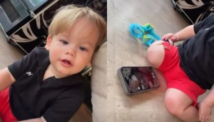 Virginia Fonseca se diverte com o filho caçula, José Leonardo, que confunde a avó Margareth chamando-a de 'mamãe'